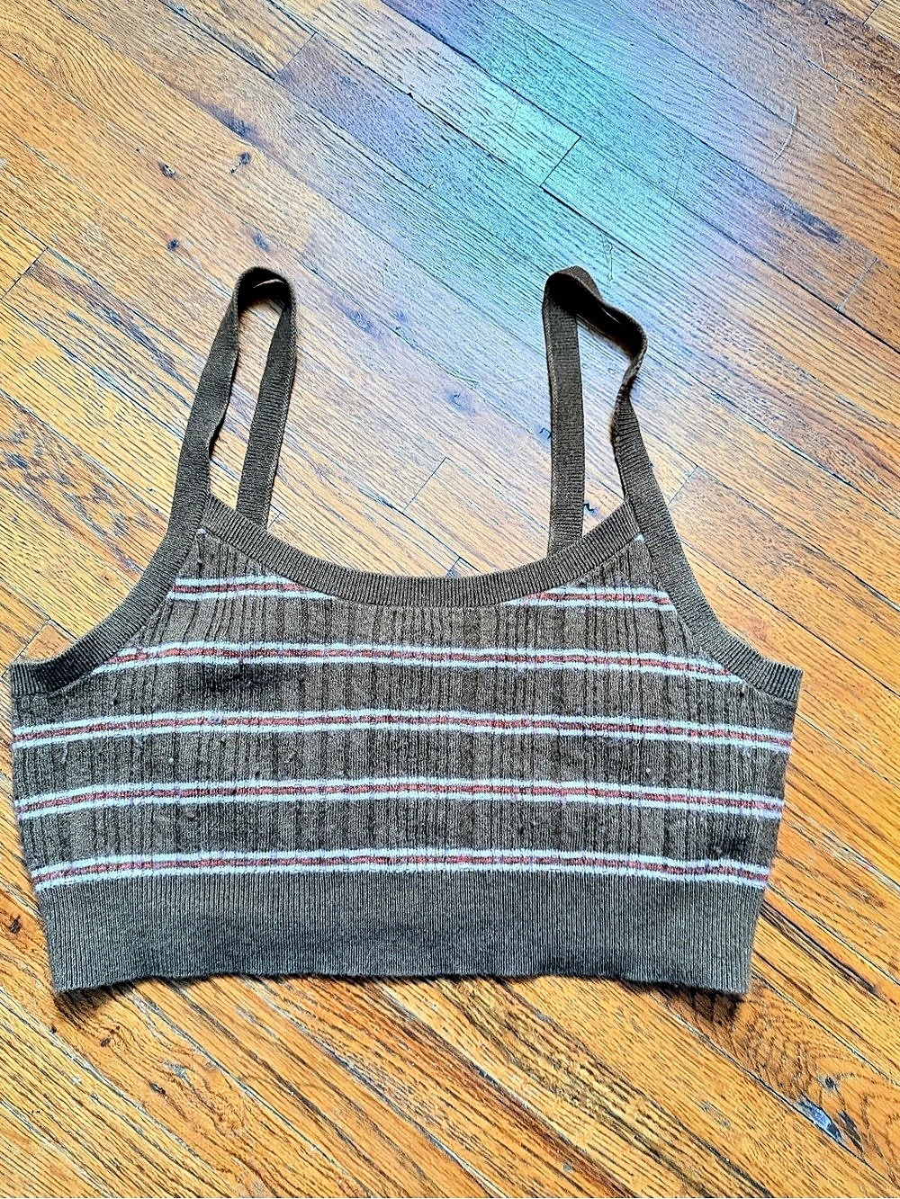 Levi's Striped Crop Tank in Brown & White Size Medium